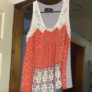 NOBO Orange and White Patterned Tank Top